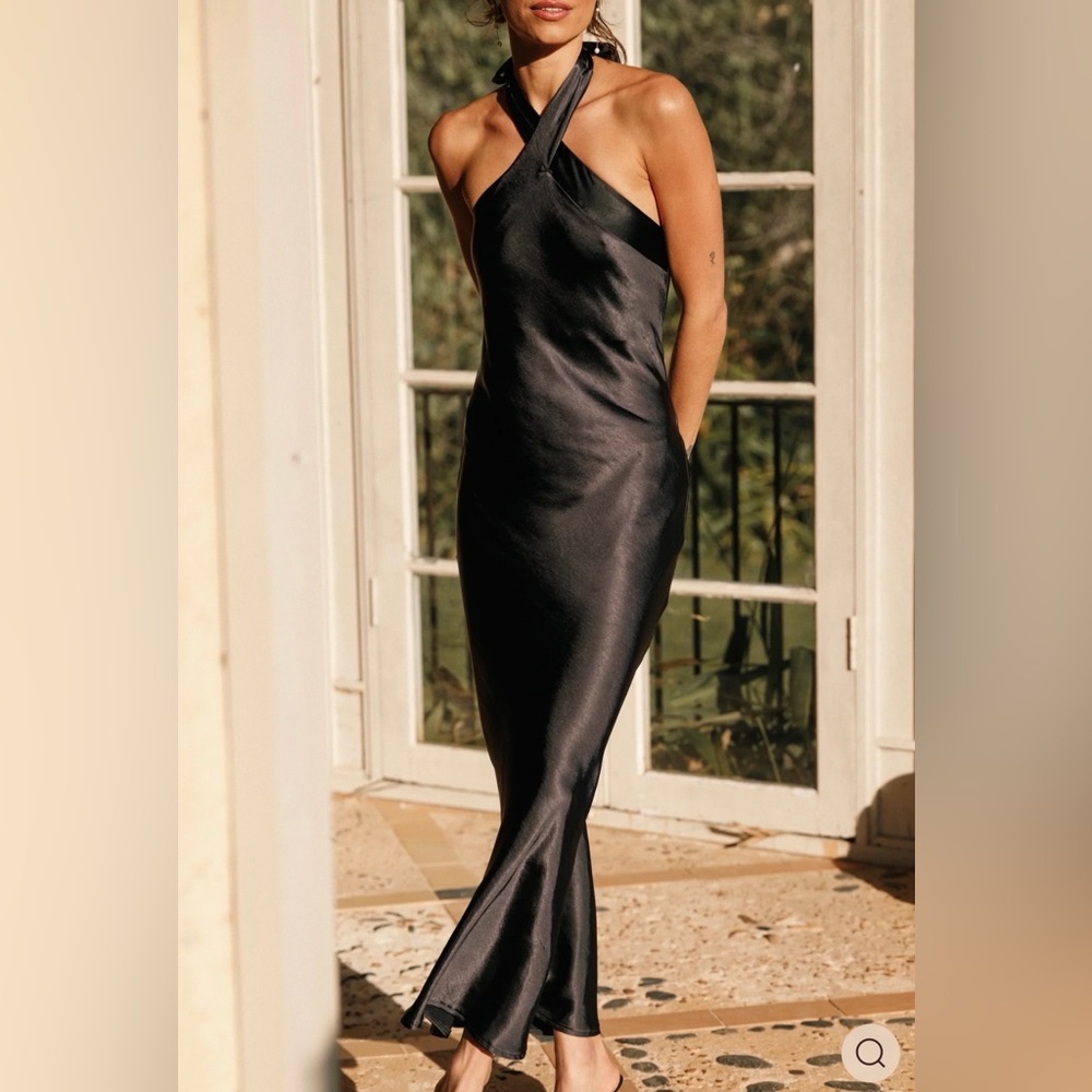 Petal & Pup Midnight Halter Maxi Dress